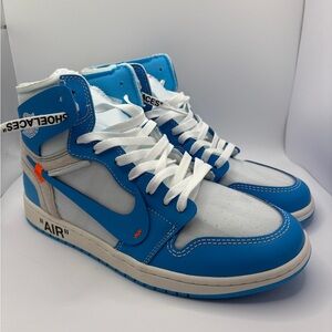 Nike Air Jordan 1 Retro High OG Off-White Blue Sneakers BRAND NEW NO ZIP TIE